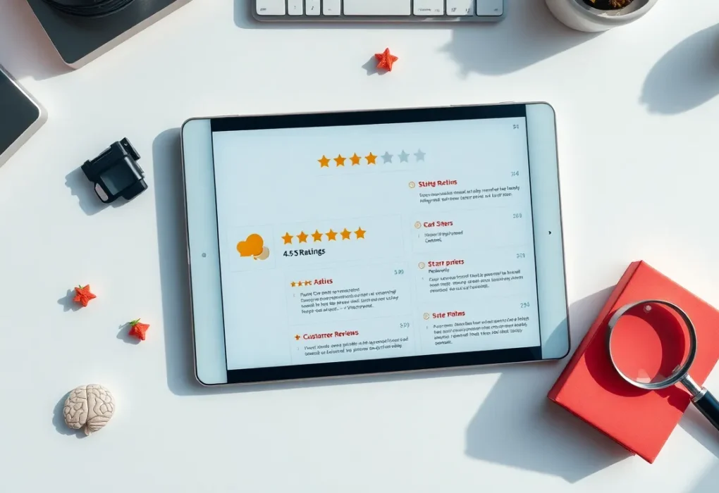 star rating symbols representing online review psychology and consumer trust