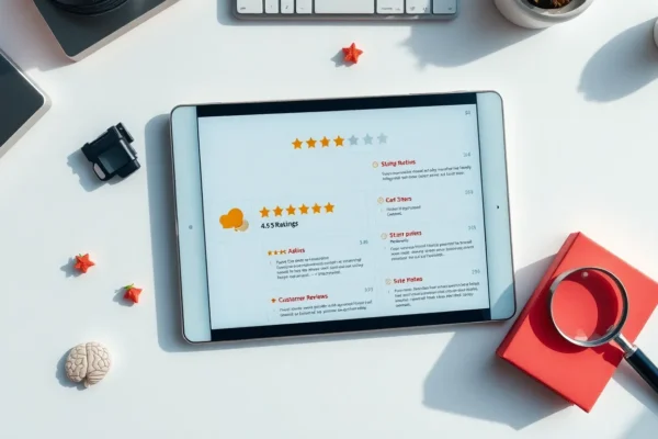 star rating symbols representing online review psychology and consumer trust