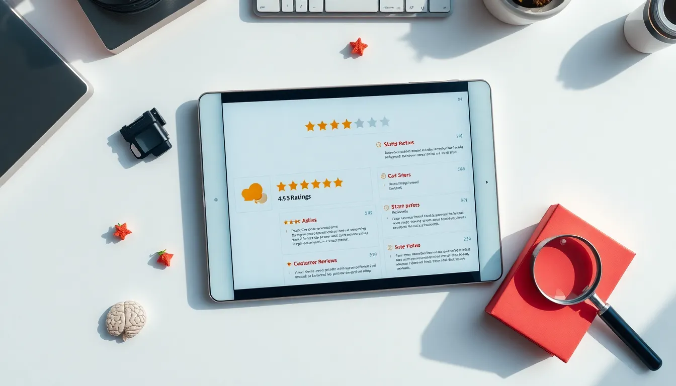 star rating symbols representing online review psychology and consumer trust
