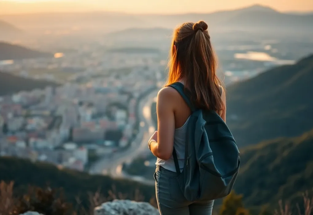 solo traveler with backpack exploring new city independently