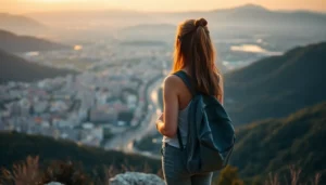 solo traveler with backpack exploring new city independently