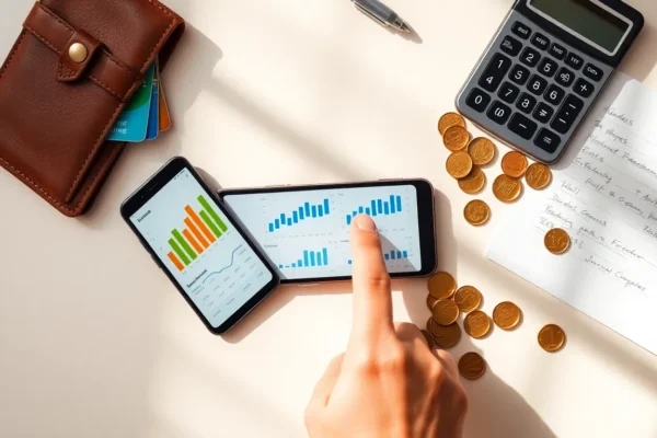Person reviewing financial data on smartphone with AI assistance