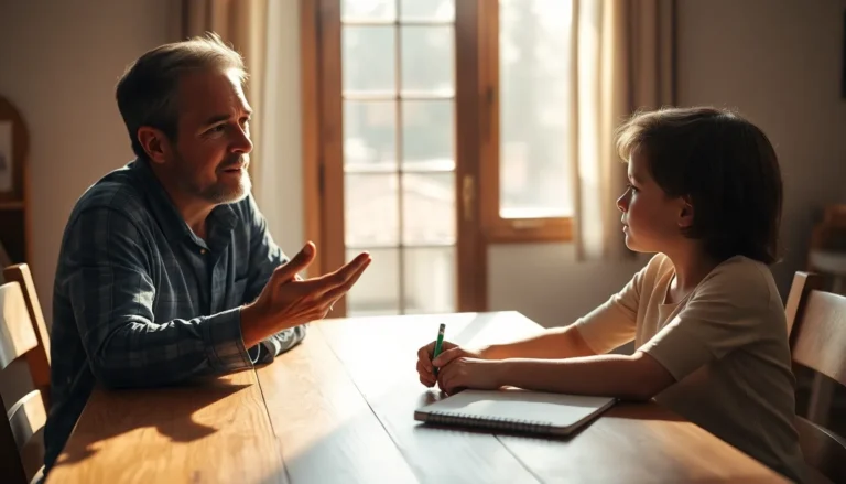 parent talking calmly with child about behavior and consequences