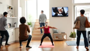 person doing quick bodyweight exercises at home during daily routine