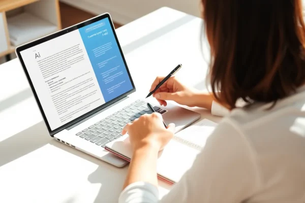 Writer working with AI tools while maintaining authentic personal writing voice