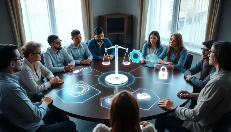 conceptual illustration showing AI ethics challenges and human oversight