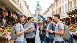 traveler with backpack exploring city on budget adventure