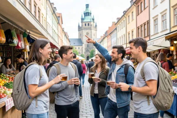 traveler with backpack exploring city on budget adventure