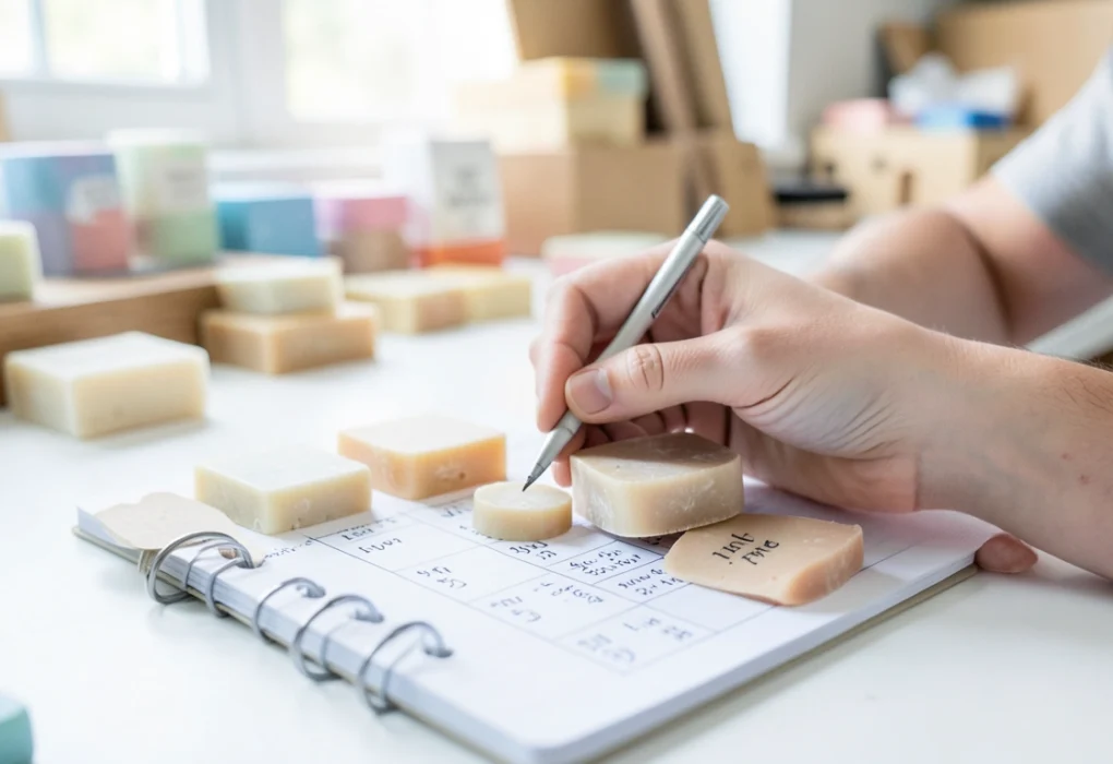 entrepreneur calculating product pricing strategy with cost sheets and calculator