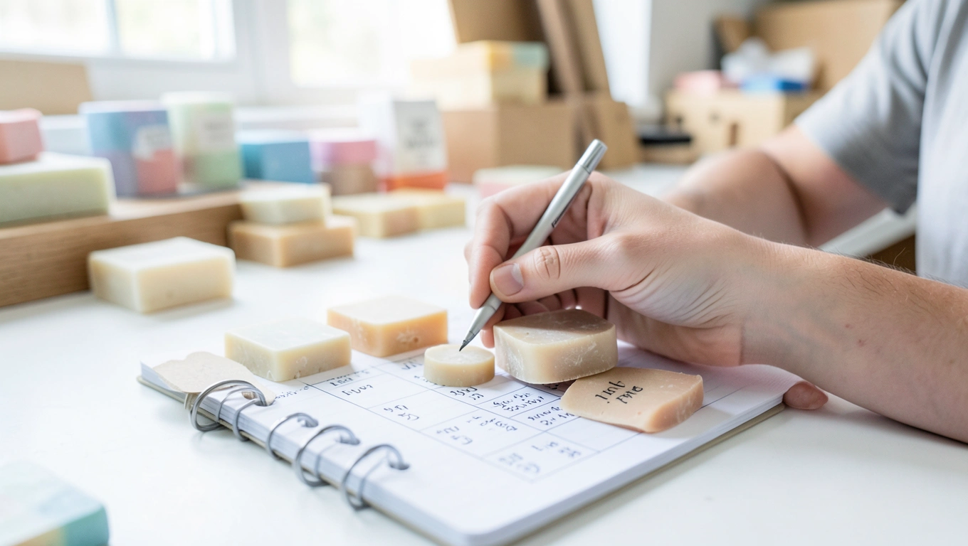 entrepreneur calculating product pricing strategy with cost sheets and calculator